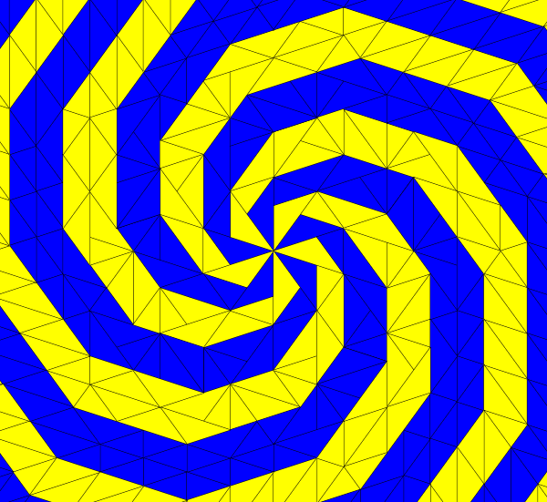 spiral made with two triangular shapes in two colors