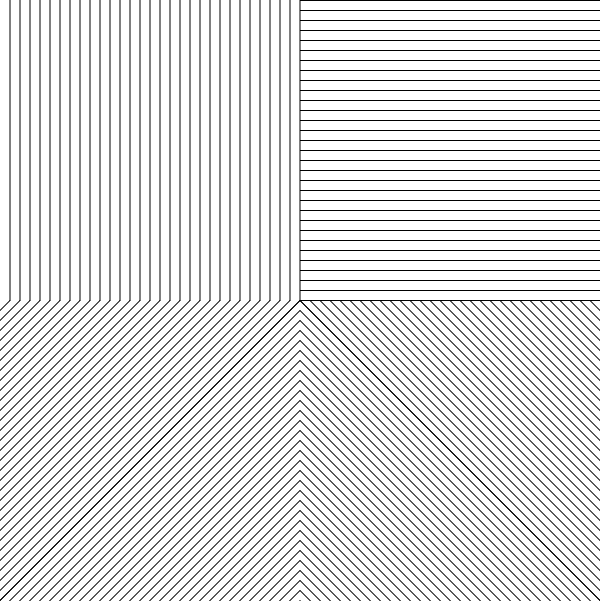 Space divided into four quadrants, each containing one of the four
       line types: horizontal, vertical, slanting right, and slanting left.