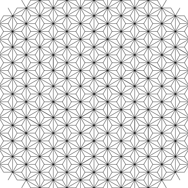 A tesselation formed with triangles forming stars.